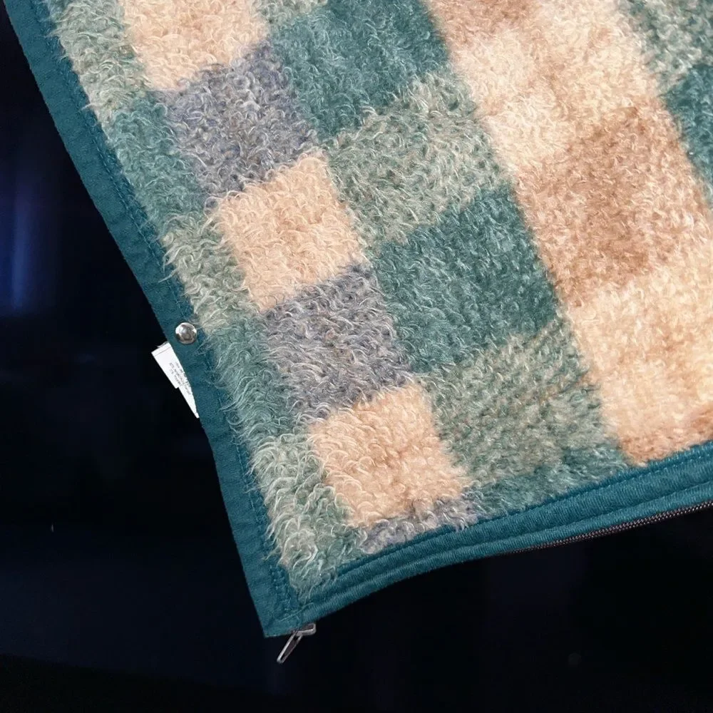 Vtg Biederlack of America Cuddle Wrap Blanket Plaid Zipper Snaps USA OG Snuggie